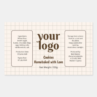 Home baked Cookies Logo and Ingredient Label