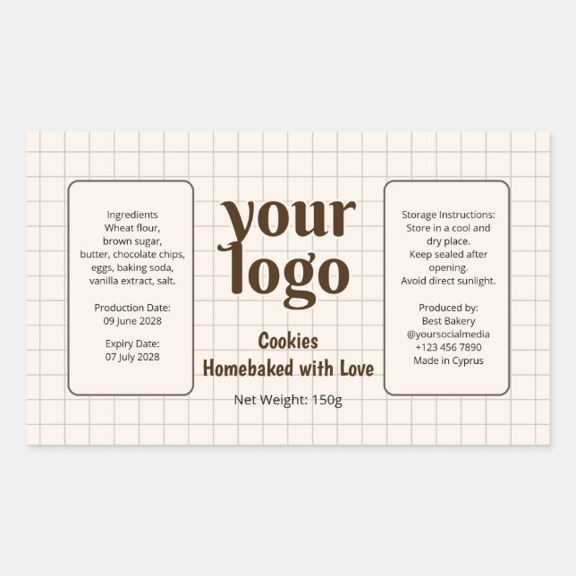 Home baked Cookies Logo and Ingredient Label (Front)