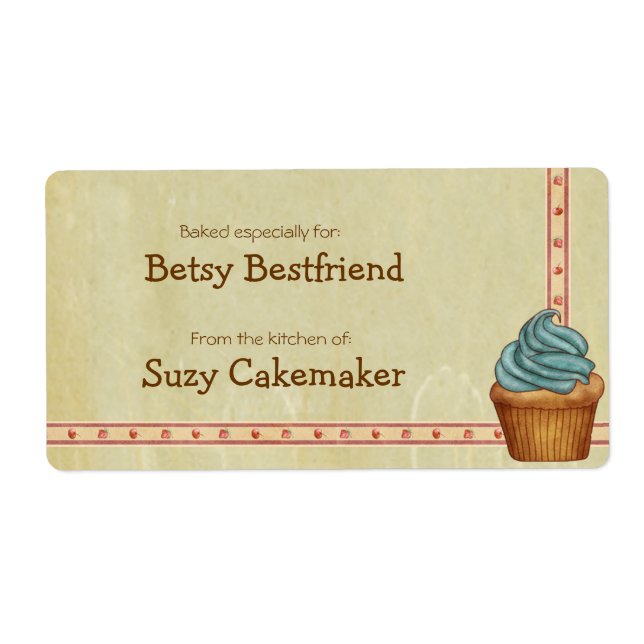Home Baked Cupcakes Personalised Labels (Front)