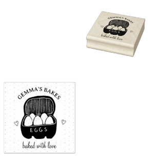 Home Baker Illustrated Egg Carton Made With Love Rubber Stamp