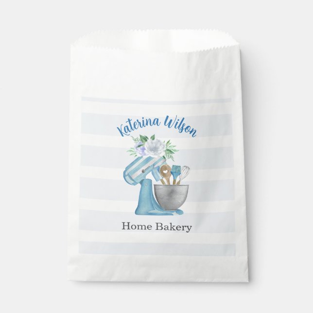 Home Bakery Blue Flower Mixer Favour Bags (Front)