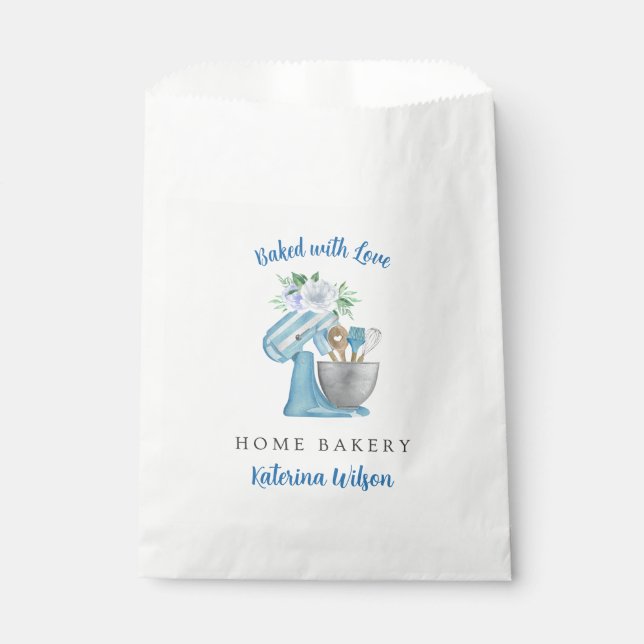 Home Bakery Blue Flower Mixer Favour Bags (Front)