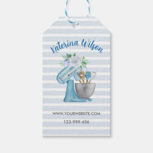 Home Bakery Blue Flower Mixer Personalized Gift Tags