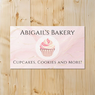 Home Bakery Cupcake Pink Frosting Baking Business Card