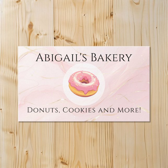 Home Bakery Doughnut Pink Frosting Baking Business Card (Creator Uploaded)