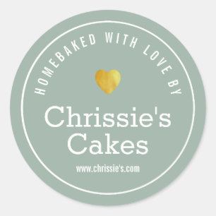 home bakery green white personalised classic round sticker