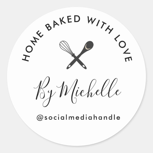 Home bakery personalised name  classic round sticker (Front)