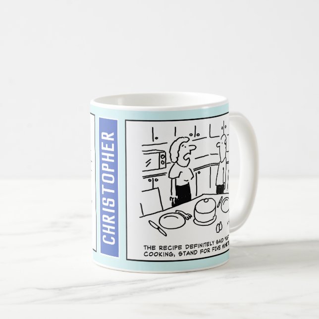 Home Baking Cooking Dinner in Kitchen Fun Cartoon. Coffee Mug (Front Right)