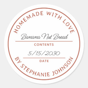Home Baking Product Name Date Terracotta Classic Round Sticker