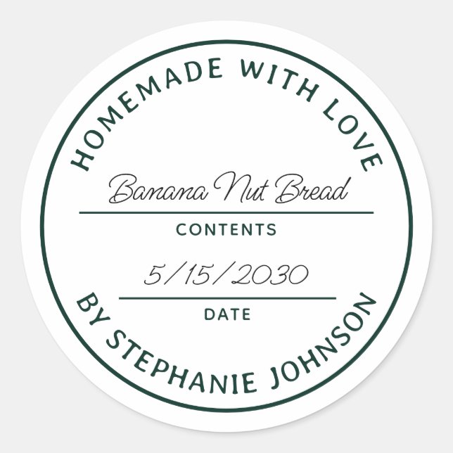 Home Baking Product Name Emerald Green Classic Round Sticker (Front)