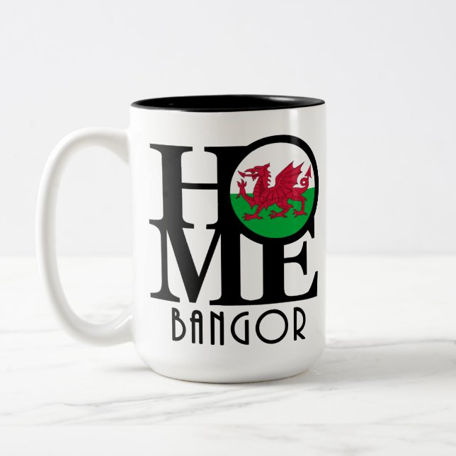 HOME Bangor Gwynedd, - Wales 15oz Two-Tone Coffee Mug (Left)