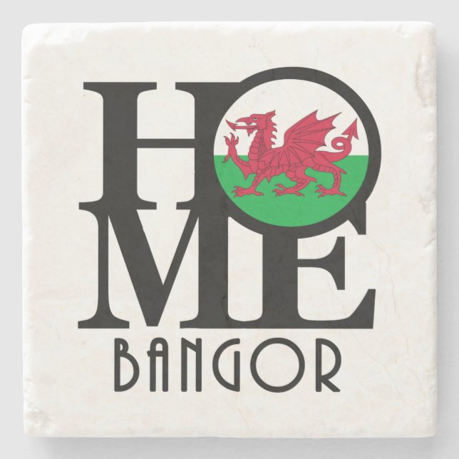 HOME Bangor Wales Stone Coaster (Front)