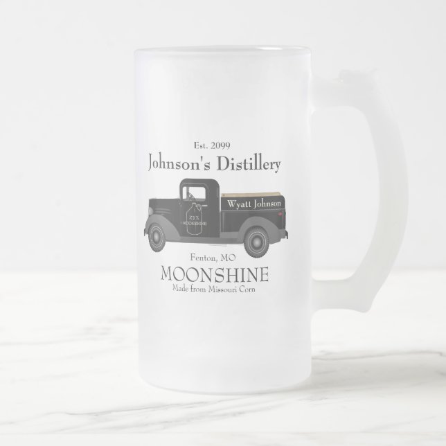 Home Bar Fun Moonshine Frosted Beer Glass Mug (Right)