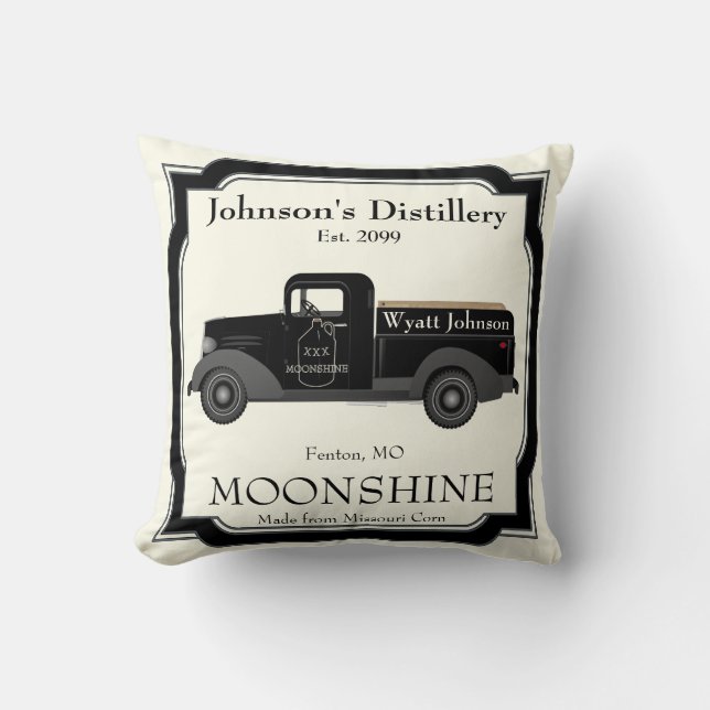 Home Bar Fun Moonshine Jug Vintage Truck  Cushion (Front)