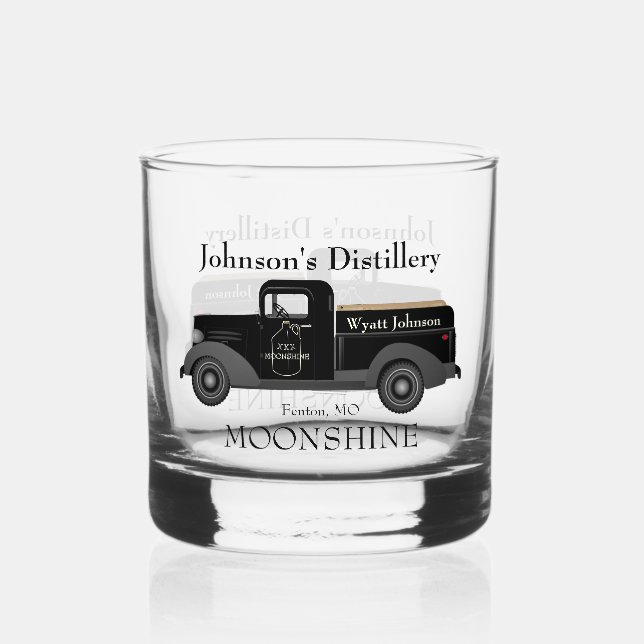 Home Bar Fun Moonshine Rocks Whiskey Glass (Front)