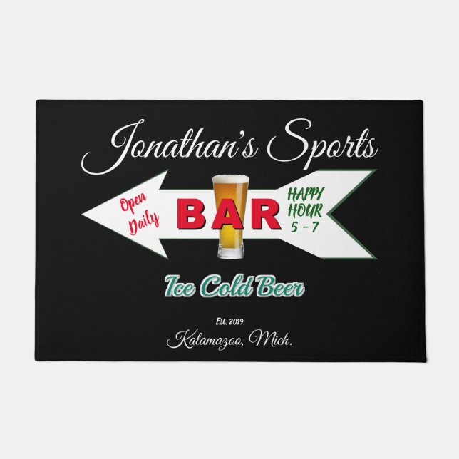 Home Bar Tavern Man Cave Cold Beer Man Cave Doormat (Front)