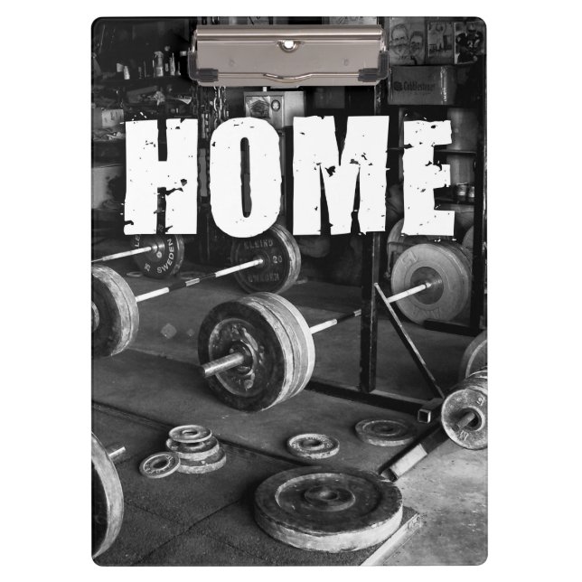 HOME (Barbells) - Workout Motivational Clipboard (Front)