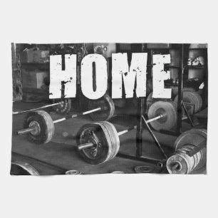 HOME (Barbells) - Workout Motivational Tea Towel