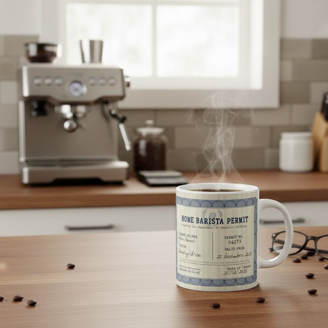 Home Barista Permit – Customisable Coffee Mug (Creator Uploaded)