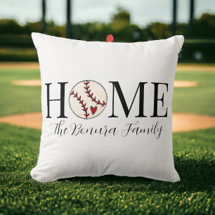 Home Baseball Family Name Cushion