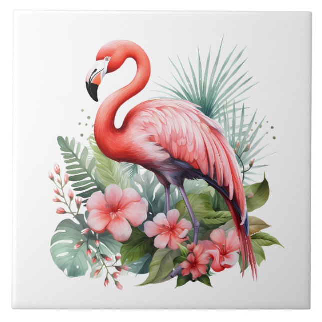 home beach pink flamingo lovers crafting business  tile (Front)
