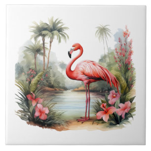 home beach pink flamingo lovers crafting business tile
