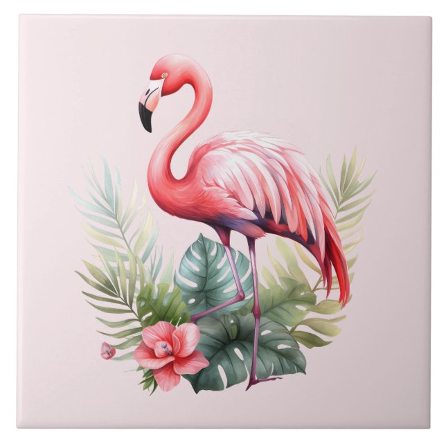 home beach pink flamingo lovers crafting business  tile (Front)
