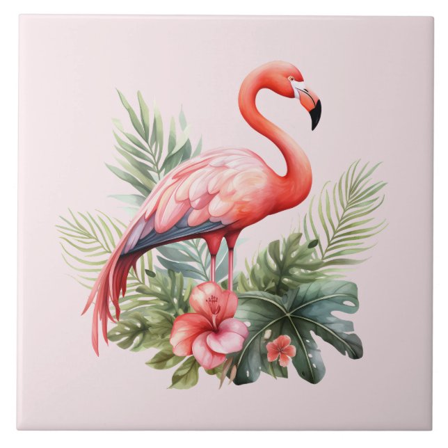 home beach pink flamingo lovers crafting business  tile (Front)