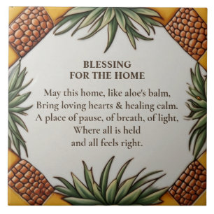 Home Blessing Blessed House Aloe vera themed sign Tile