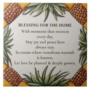 Home Blessing Blessed Succulent Cactus Plant sign Tile