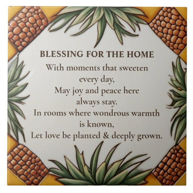 Home Blessing Blessed Succulent Cactus Plant sign Tile (Front)