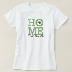 HOME - Bold Letters & Texas Shape Green Grey T-Shirt