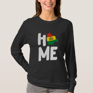 Home Bolivian Roots Map Bolivia Lovers Flag Colour T-Shirt