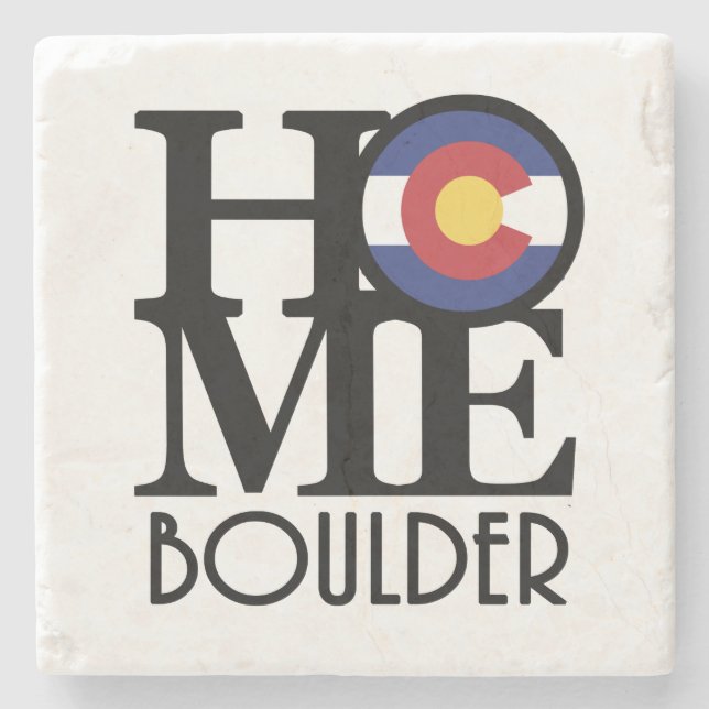 HOME Boulder Colorado Stone Coaster (Front)