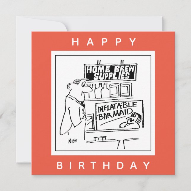 Home Brew Inflatable Barmaid Cartoon Card (Front)