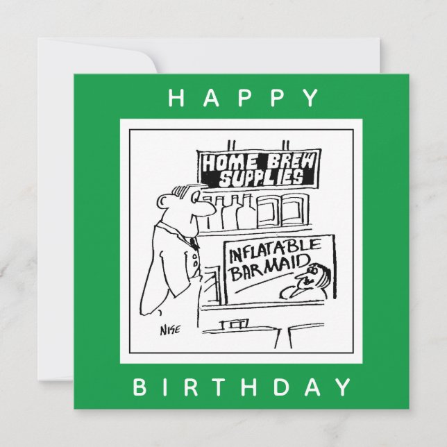 Home Brew Inflatable Barmaid Cartoon Card (Front)