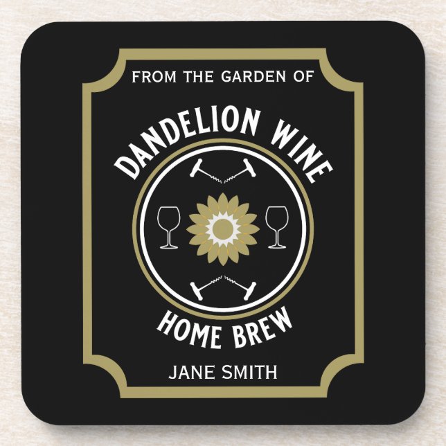 Home Brewed Dandelion Wine Custom Coaster (Front)