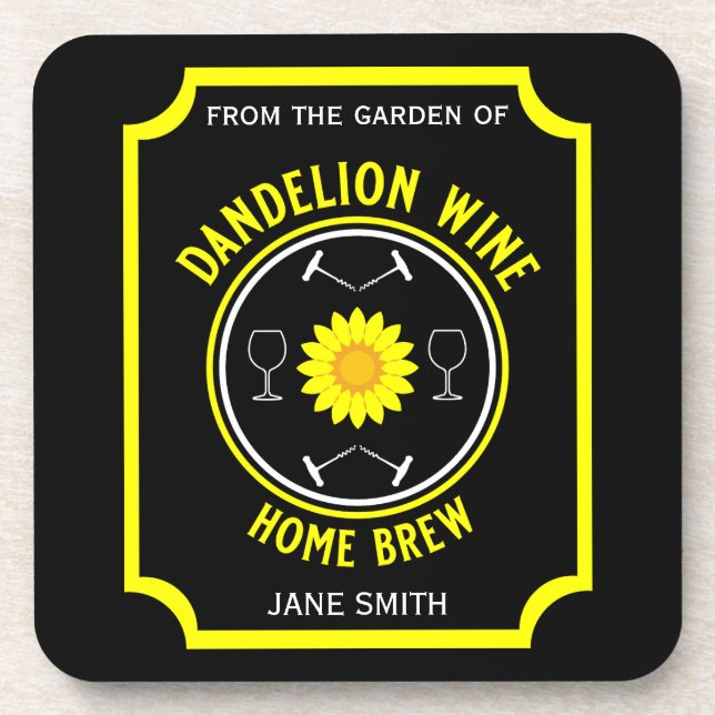 Home Brewed Dandelion Wine Custom Coaster (Front)
