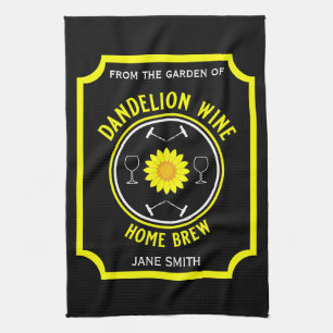 Home Brewed Dandelion Wine Custom Tea Towel