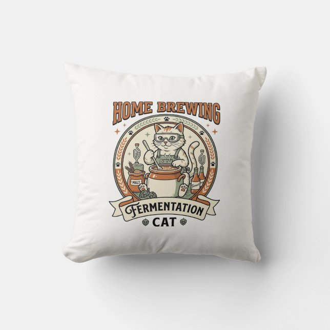 Home Brewing Fermentation Cat Home Brewing Ferment Cushion (Front)