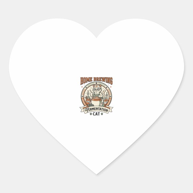 Home Brewing Fermentation Cat Home Brewing Ferment Heart Sticker (Front)