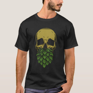 Home Brewing Ipa Craft Beer Brewer Skull Hop Beard T-Shirt