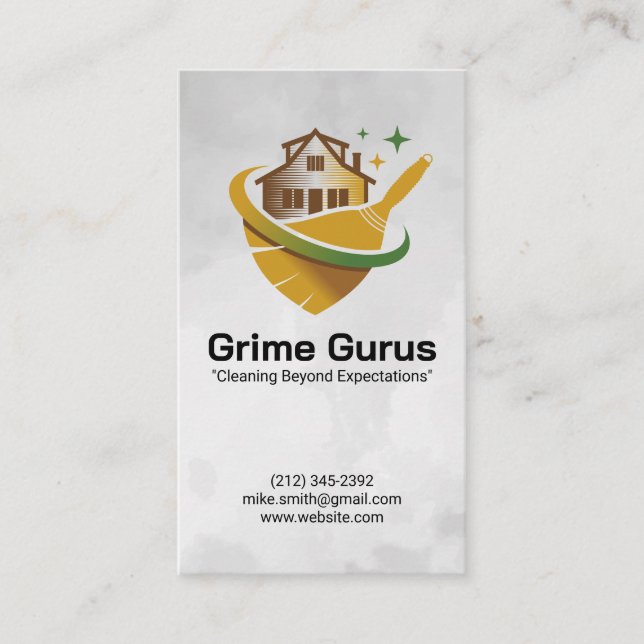 Home Broom Logo | Cleaning Services Business Card (Front)