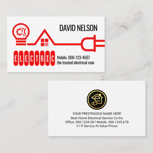 Home Bulb Power Plug Circuit Business Card (Front/Back)