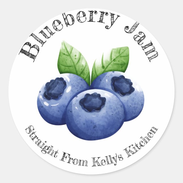 Home Canning Business Blueberry Jam Food Label (Front)