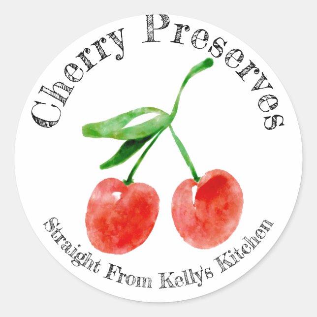 Home Canning Business Cherry Preserves Food Label (Front)