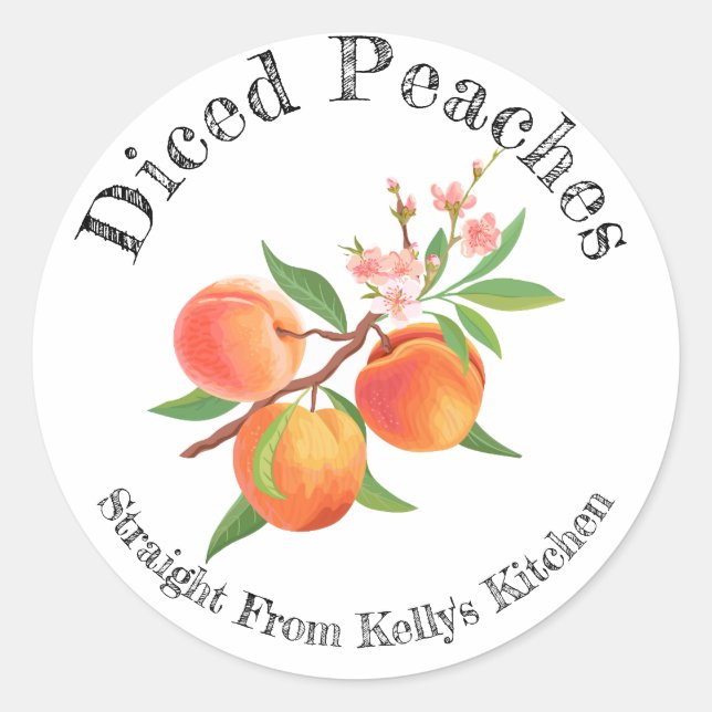 Home Canning Business Diced Peaches Food Label (Front)