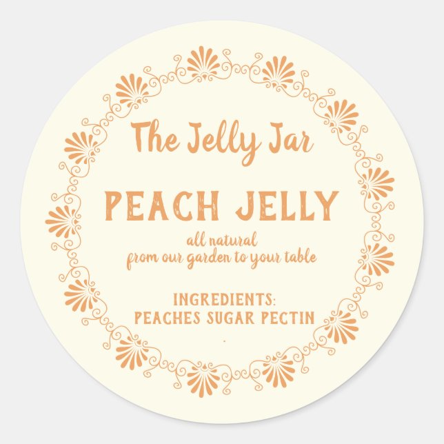 Home Canning Business Peach Jelly Food Label (Front)