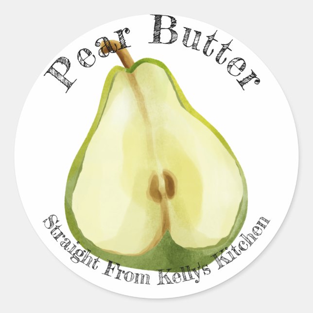 Home Canning Business Pear Butter Food Label (Front)