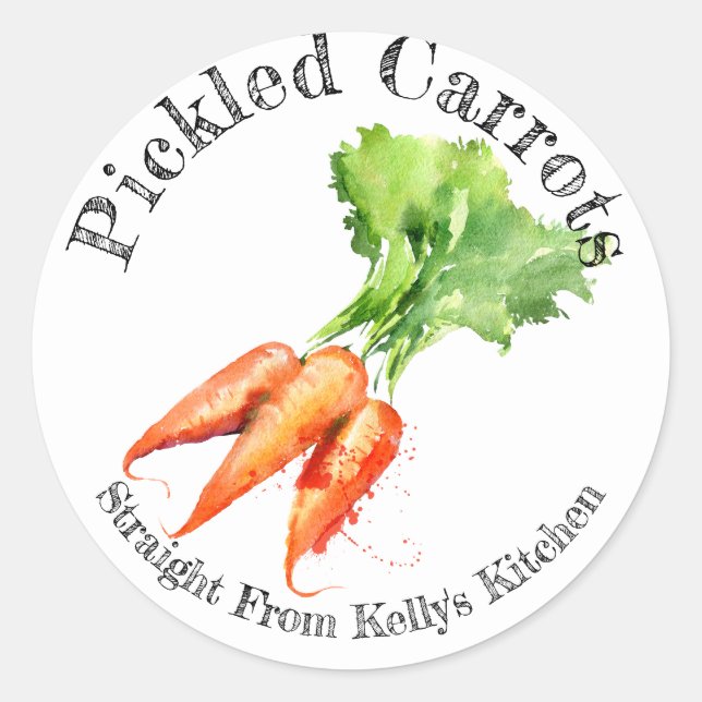 Home Canning Business Pickled Carrots Food Label (Front)